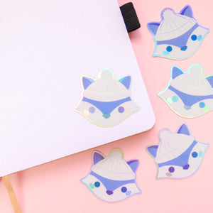 Winter Fox Holographic Sticker