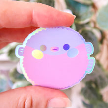 Load image into Gallery viewer, Purple Puffer Fish Holographic Sticker