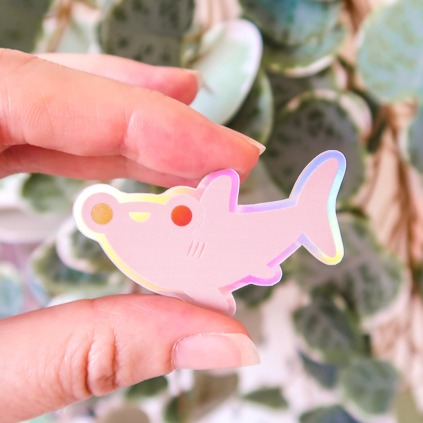 Pink Hammerhead Shark Holographic Sticker