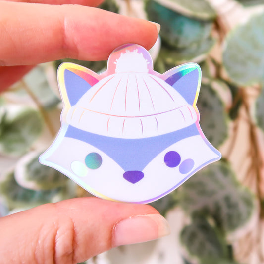 Winter Fox Holographic Sticker