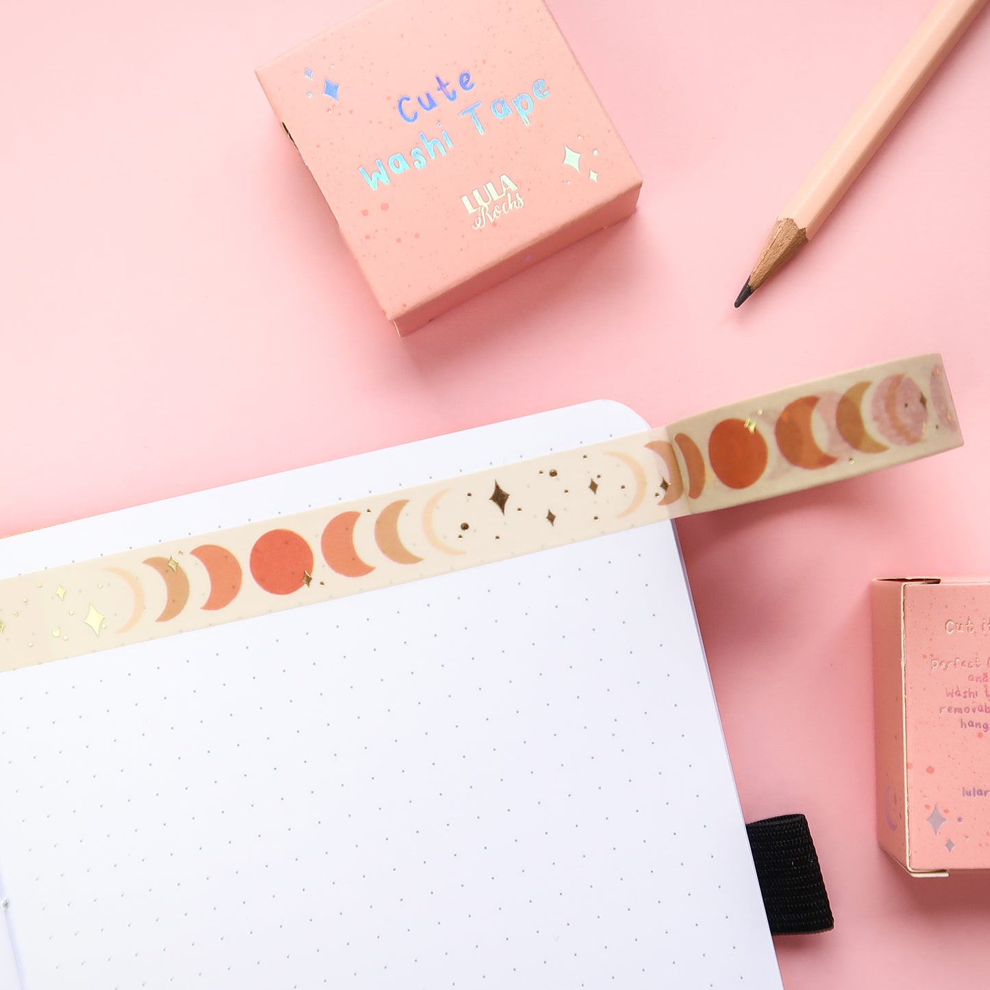 Boho Moon Phase Gold Foil Washi Tape