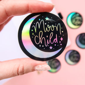 Moon Child Holographic Sticker