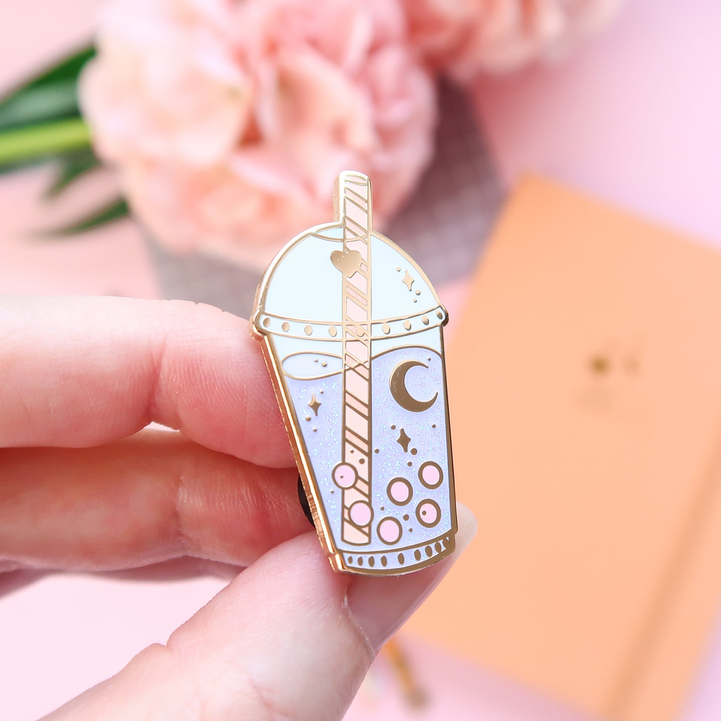 Pastel Celestial Boba Enamel Pin