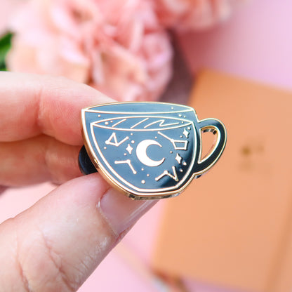 Black Celestial Tea Enamel Pin