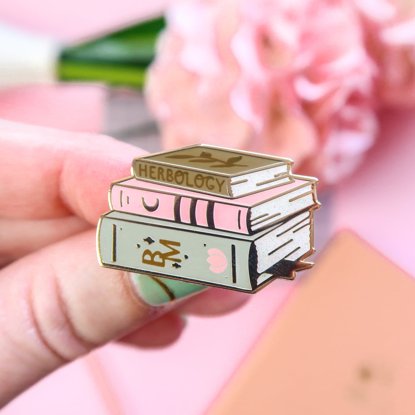 Botanical Book Stack Enamel Pin