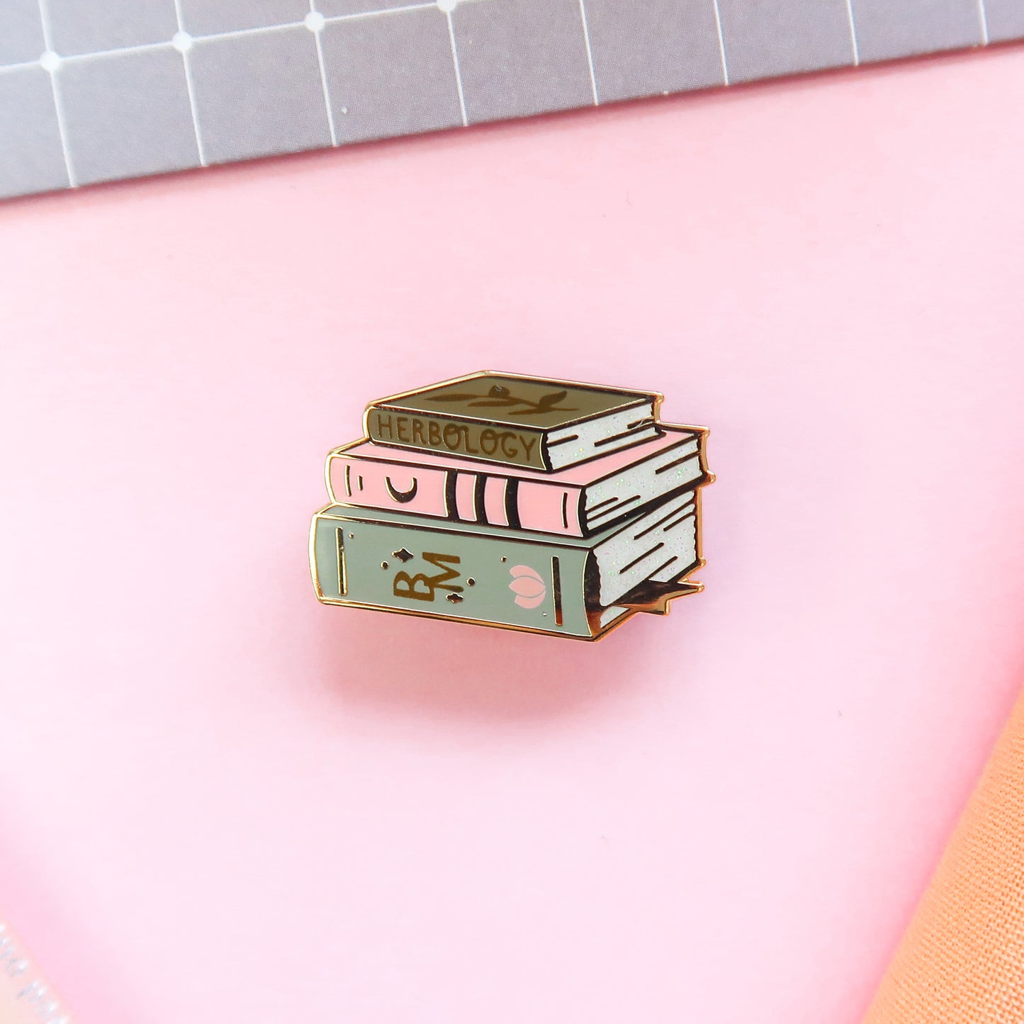 Botanical Book Stack Enamel Pin