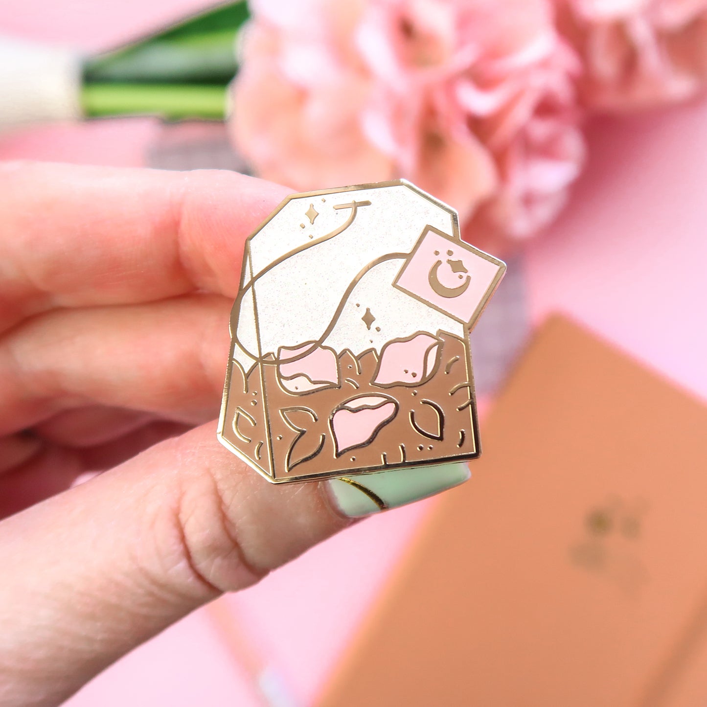 Rose Tea Bag Enamel Pin