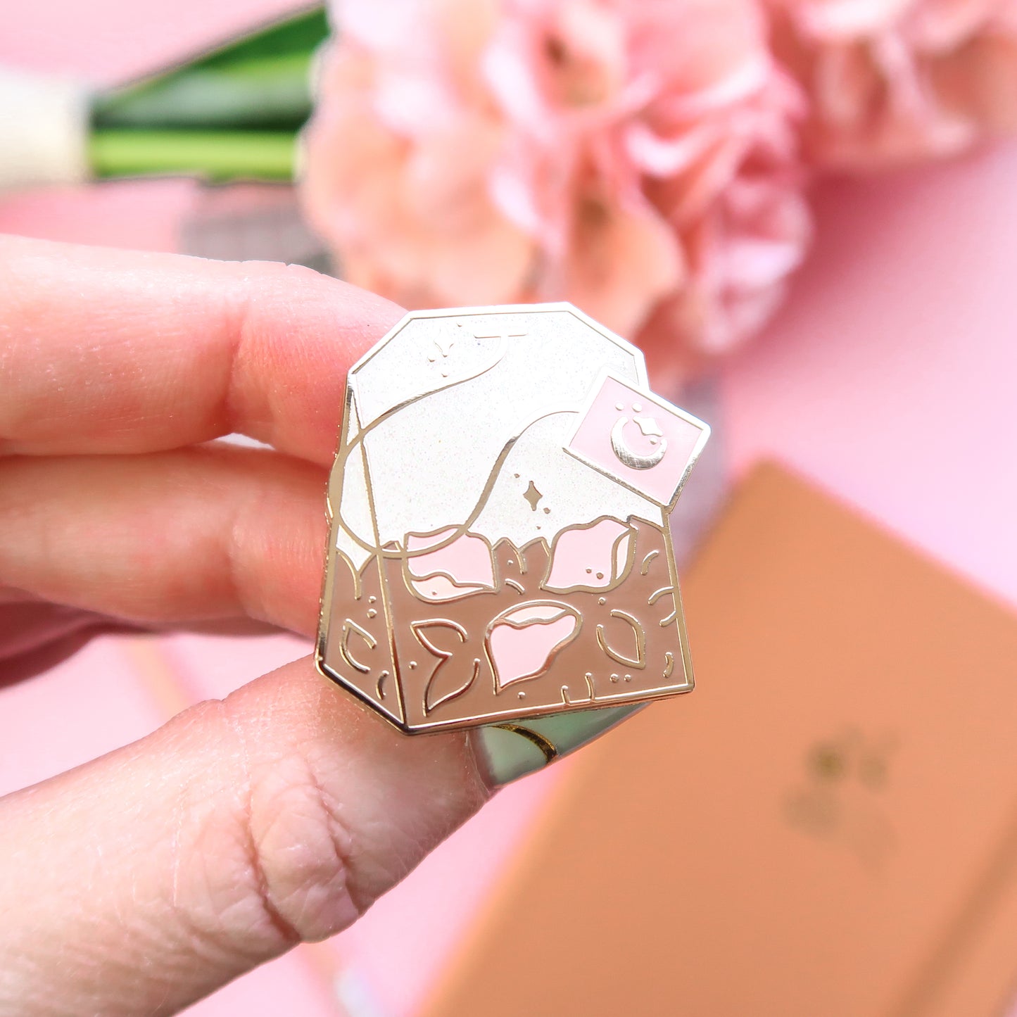 Rose Tea Bag Enamel Pin