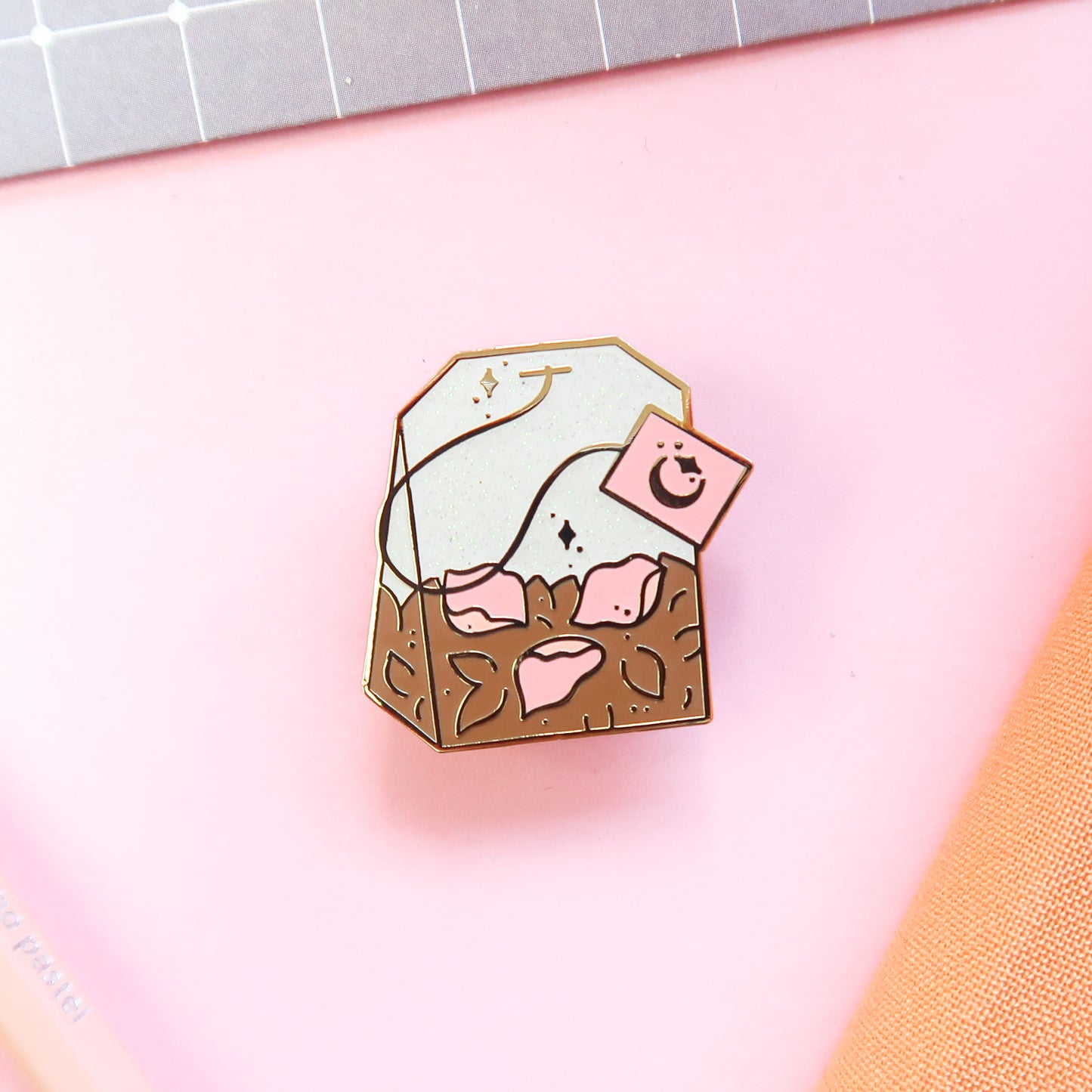 Rose Tea Bag Enamel Pin