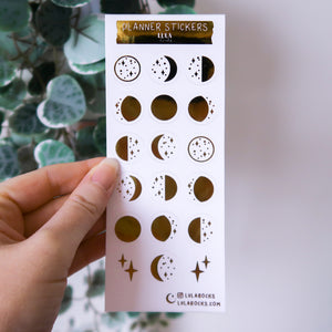 Gold Foil Moon Phase Sticker Sheet