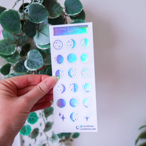 Holographic Foil Moon Phase Sticker Sheet