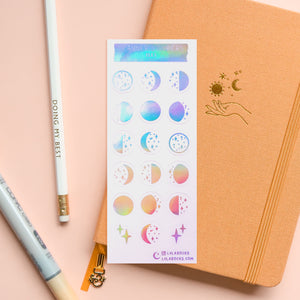 Holographic Foil Moon Phase Sticker Sheet