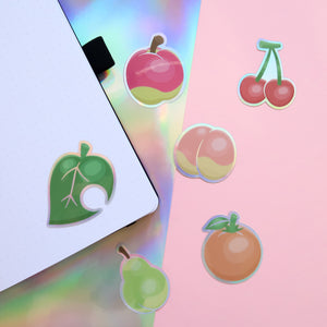 Peach Fruity Holographic Stickers