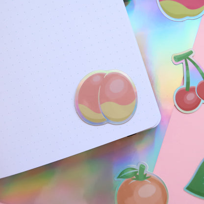 Peach Fruity Holographic Stickers