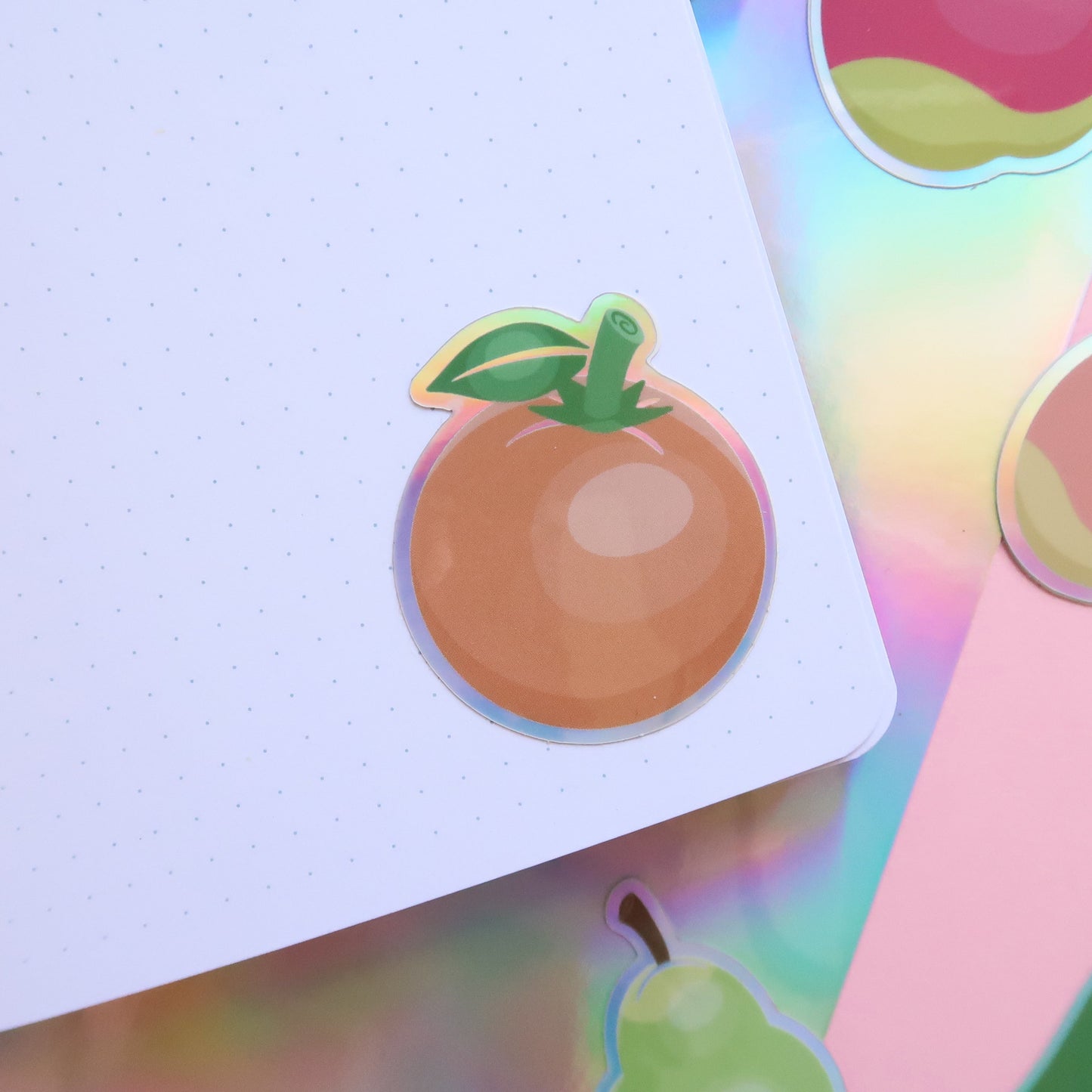 Orange Fruity Holographic Stickers