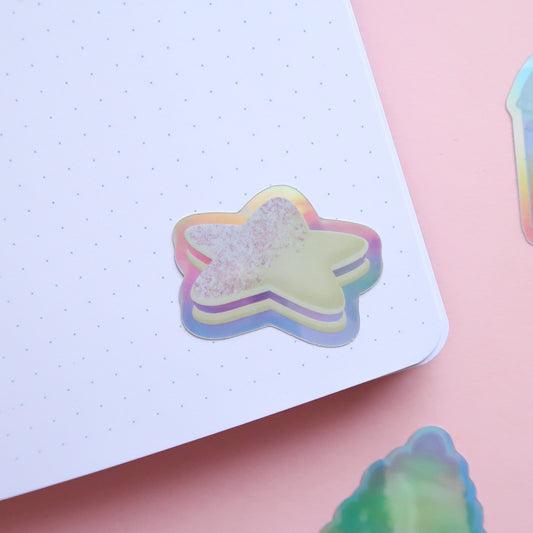 Star Cookie Space Snacks Holographic Stickers