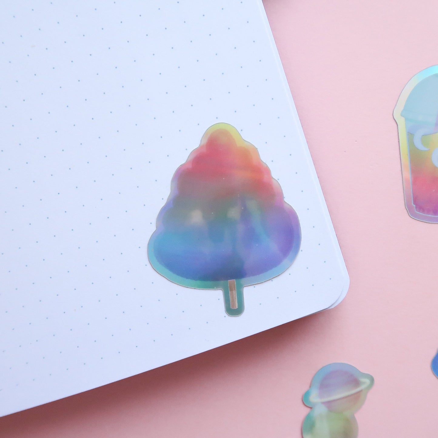 Rainbow Candyfloss Space Snacks Holographic Stickers