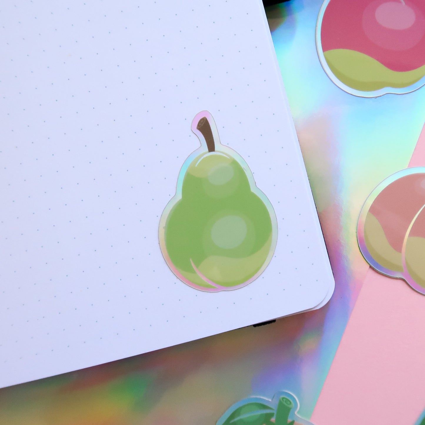 Pear Fruity Holographic Stickers