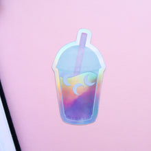 Load image into Gallery viewer, Moon Boba Tea Space Snacks Holographic Stickers